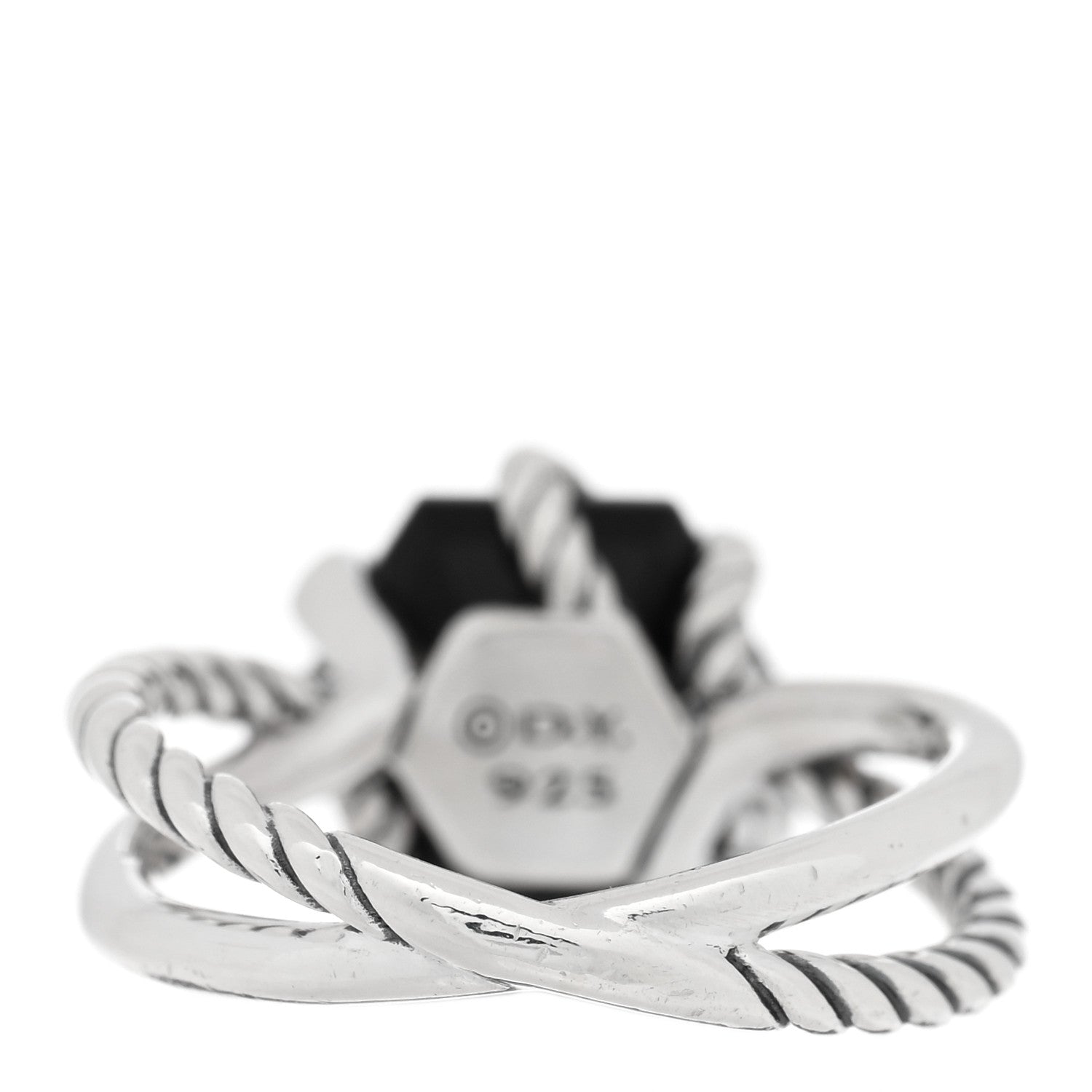 David Yurman Sterling Silver Diamond Black Onyx 10mm Cable Wrap Ring 52 6 3 of 4