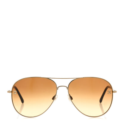 Chanel Aviator CC Sunglasses 4189-T-Q Gold 2 of 10