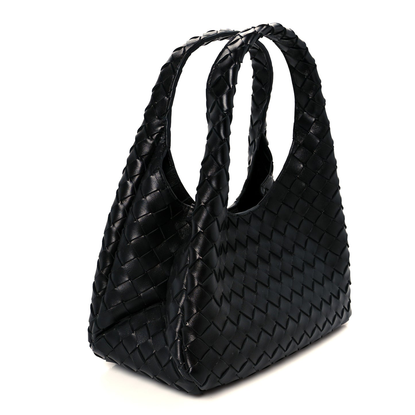 Nappa Intrecciato Small Campana Shoulder Bag Black
