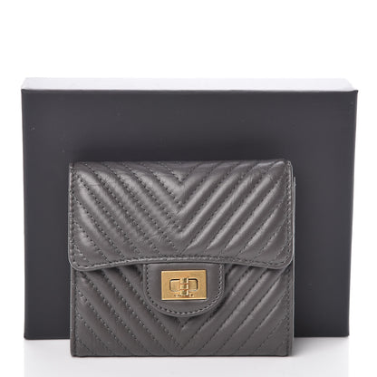 Chanel Aged Calfskin Chevron Reissue Compact Wallet Grey 9 of 9