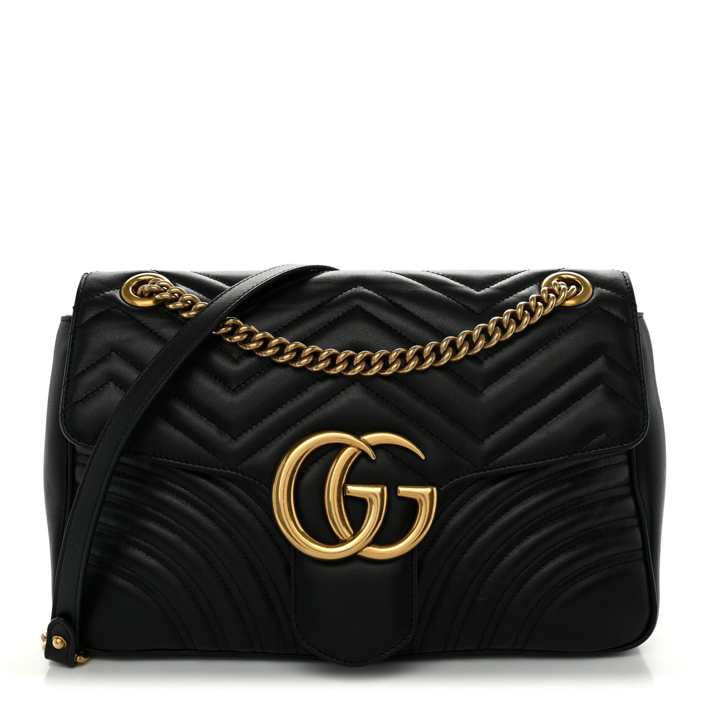 Calfskin Matelasse Medium GG Marmont Shoulder Bag Black