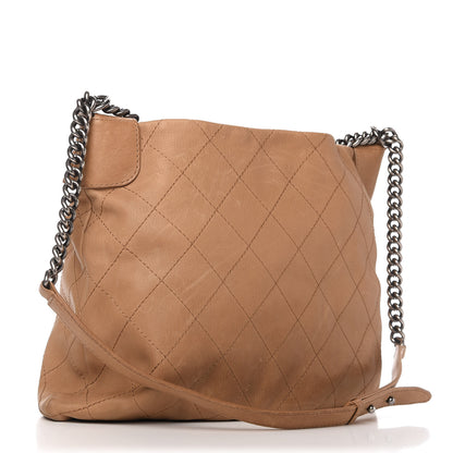 Chanel Calfskin Stitched Double Zip Hobo Beige 3 of 10