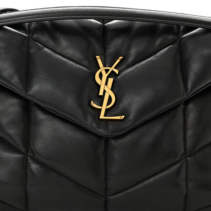 Saint Laurent Lambskin Quilted Medium Loulou Puffer Monogram Chain Satchel Black 8 of 12