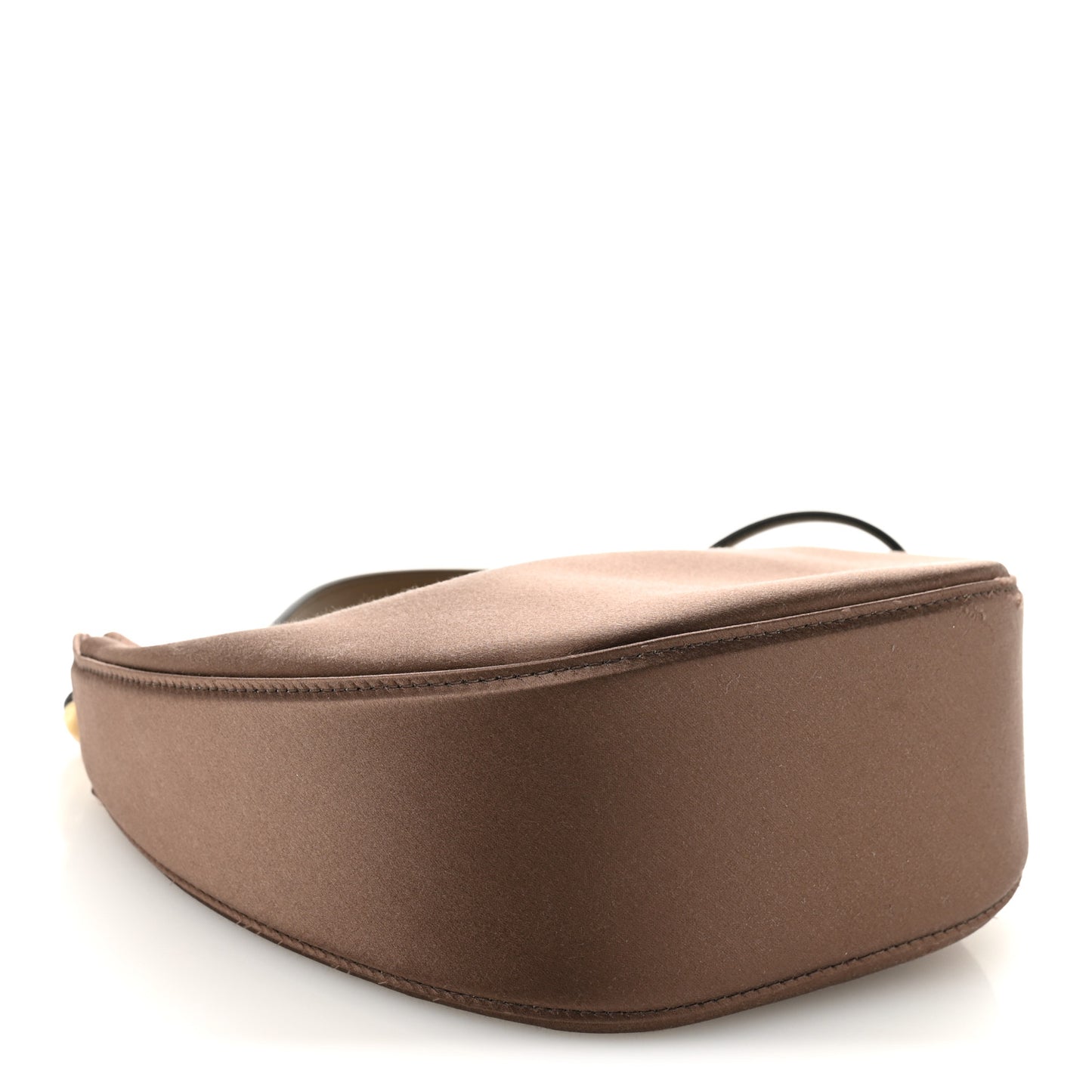 Satin Crystal Mini Vlogo Moon Bag Brown