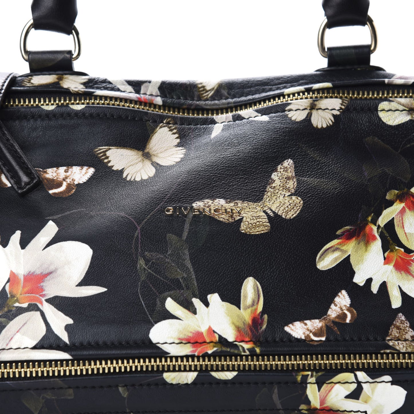Lambskin Magnolia Print Medium Pandora Black