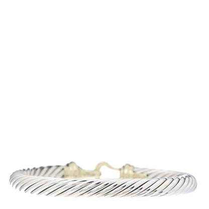 David Yurman Sterling Silver 14K Yellow Gold 7mm Cable Classic Buckle Bracelet 3 of 4