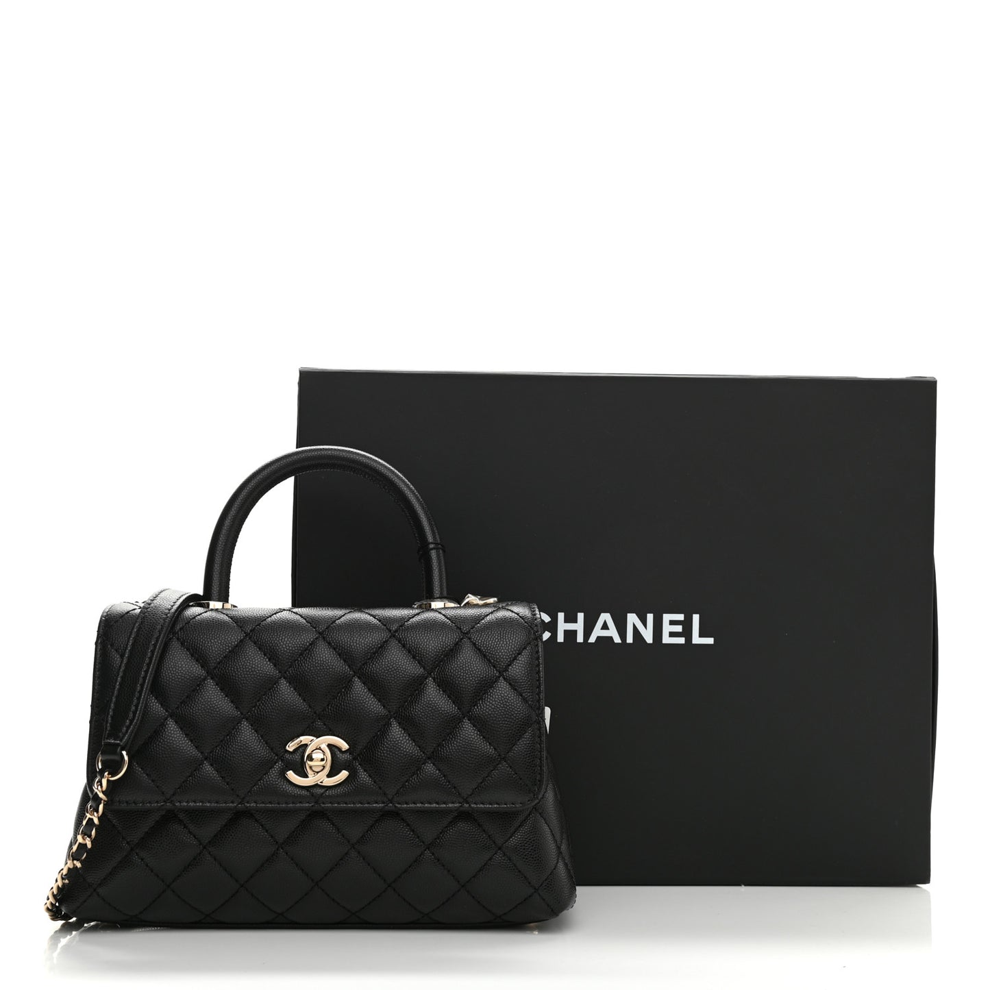 Caviar Quilted Mini Coco Handle Flap Black