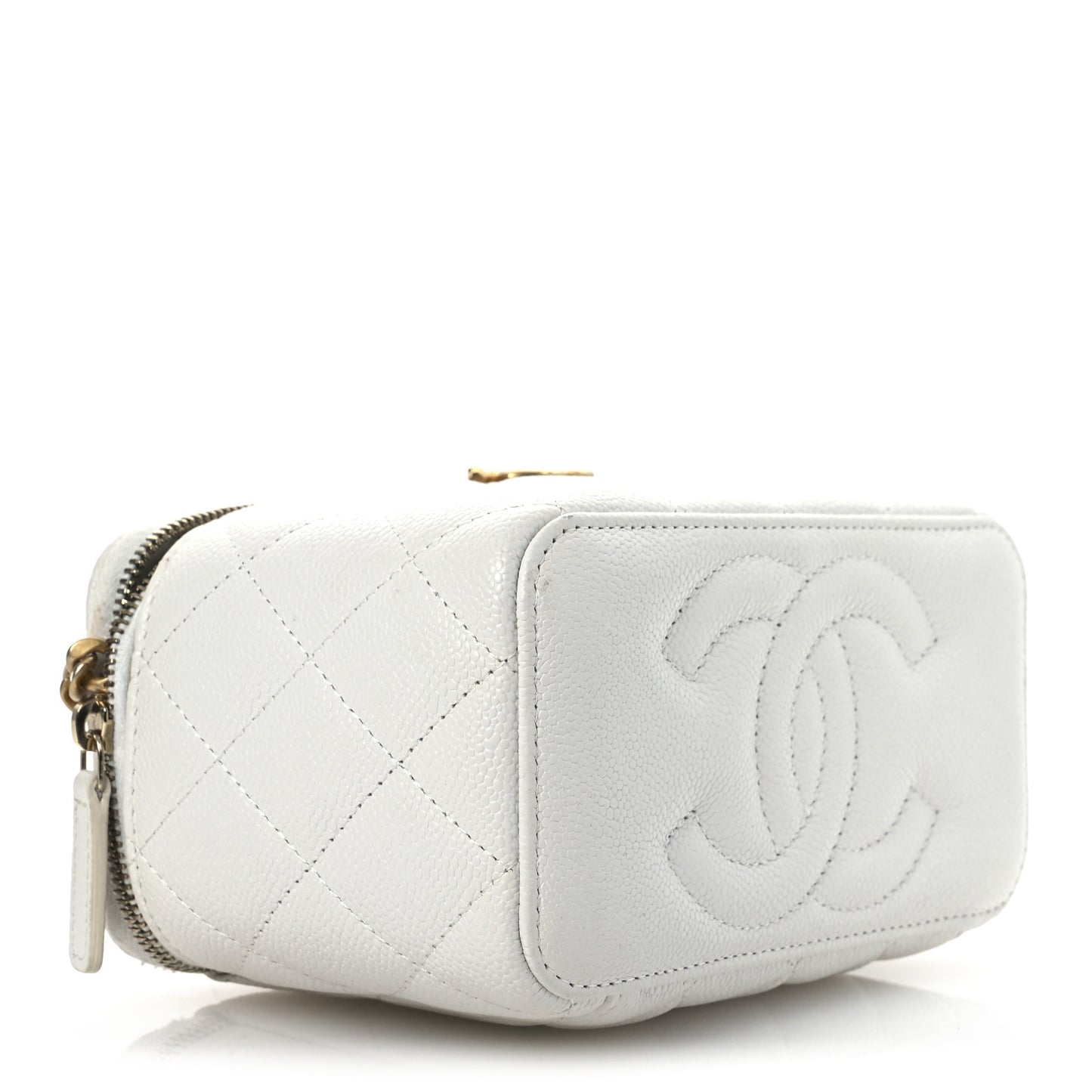 Caviar Quilted Sweetheart Vanity Case White