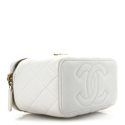 Chanel Caviar Quilted Sweetheart Vanity Case White 4 of 15