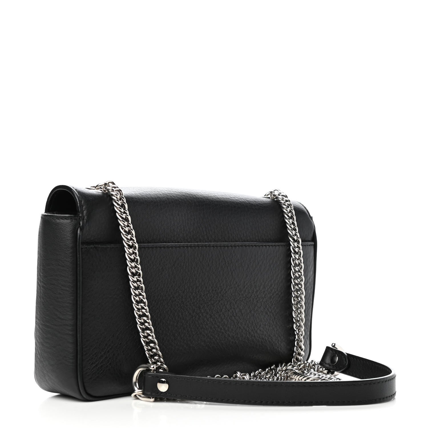 Balenciaga Pebbled Calfskin Logo Everyday Flap Chain Wallet Black 3 of 8