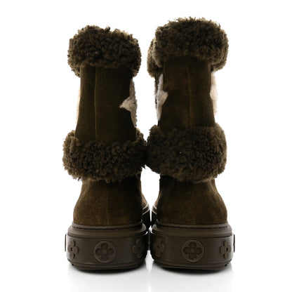 Louis Vuitton Suede Calfskin Shearling Snowdrop Flat Ankle Boots 38 5 of 15