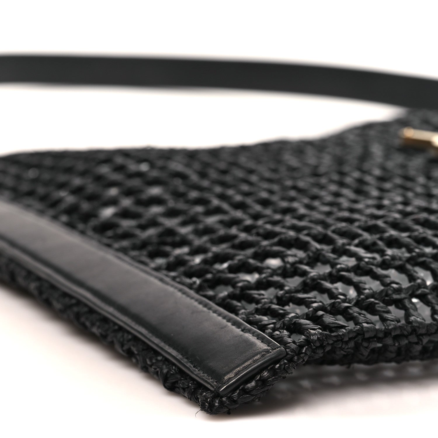 Saint Laurent Raffia Calfskin Oxalis Shoulder Bag Black 9 of 10