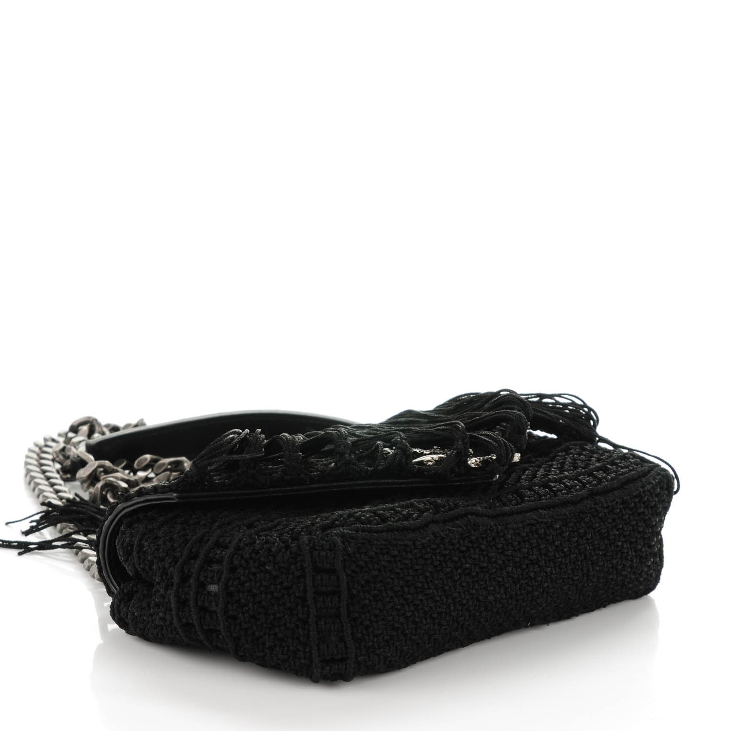 Saint Laurent Calfskin Crochet Baby Monogram Chain Satchel Black 4 of 8