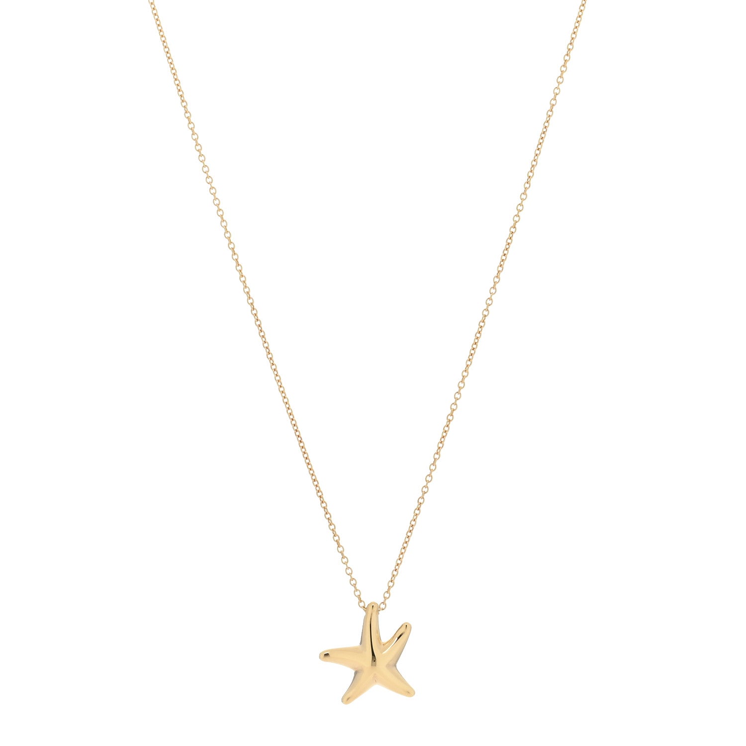 Tiffany 18K Yellow Gold 15mm Elsa Peretti Starfish Pendant Necklace 1 of 4