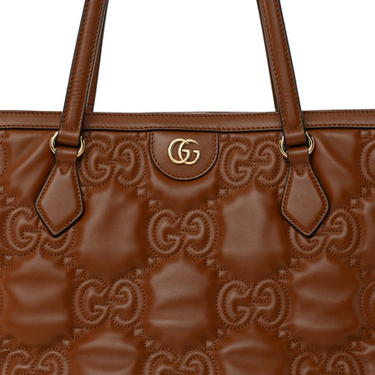 Gucci Calfskin GG Matelasse Medium Ophidia Shopping Bag Peanut Brown 8 of 14
