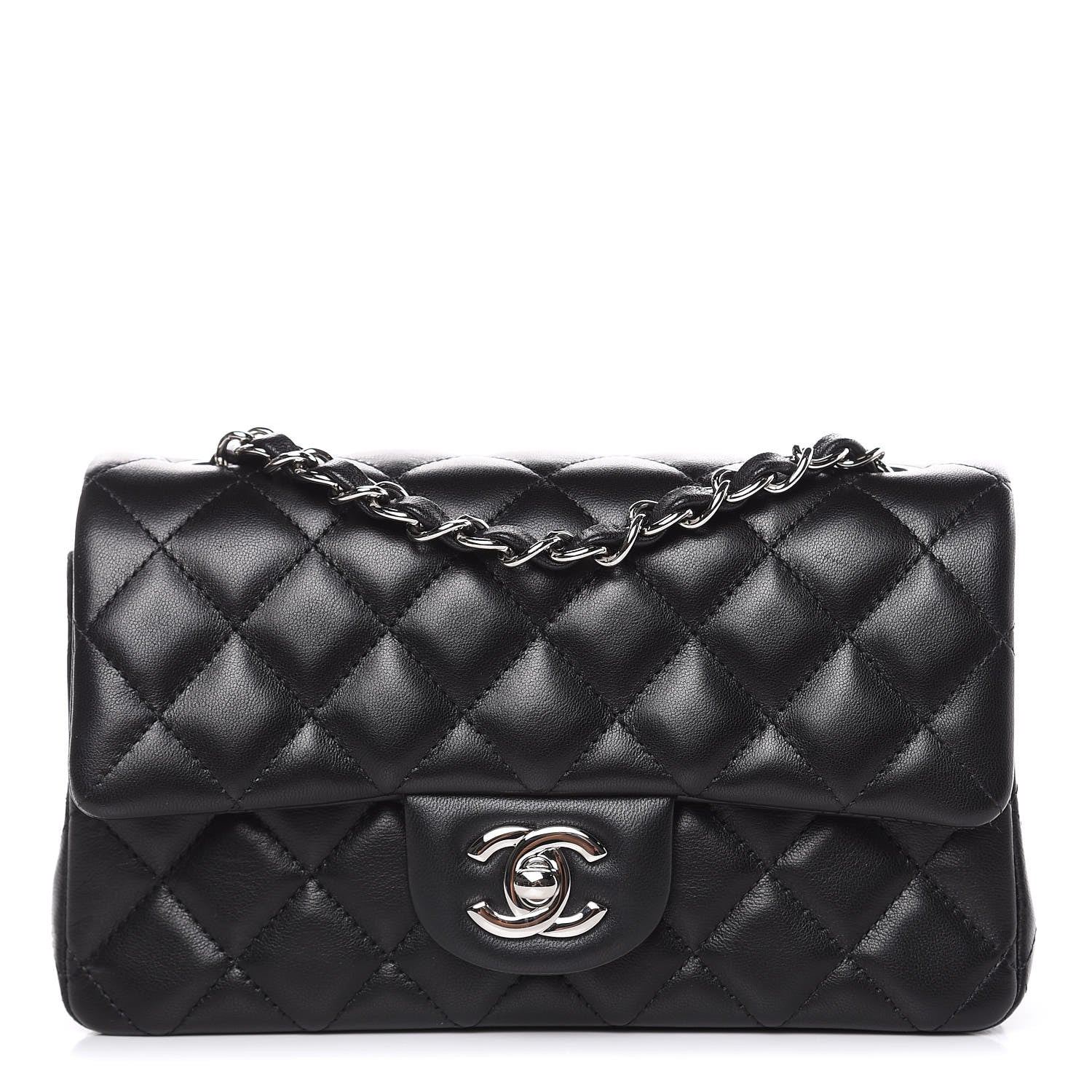 Chanel Lambskin Quilted Mini Rectangular Flap Black 1 of 14