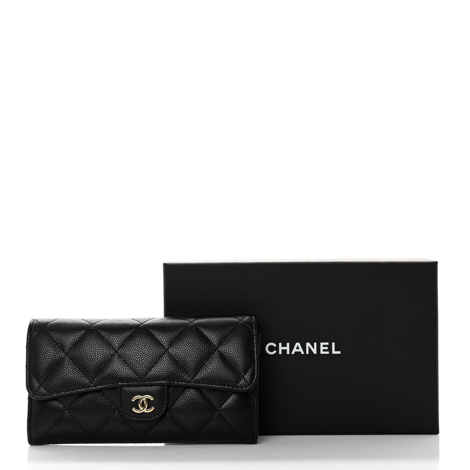 Chanel Caviar Quilted Medium Gusset Flap Wallet Black 9 of 9