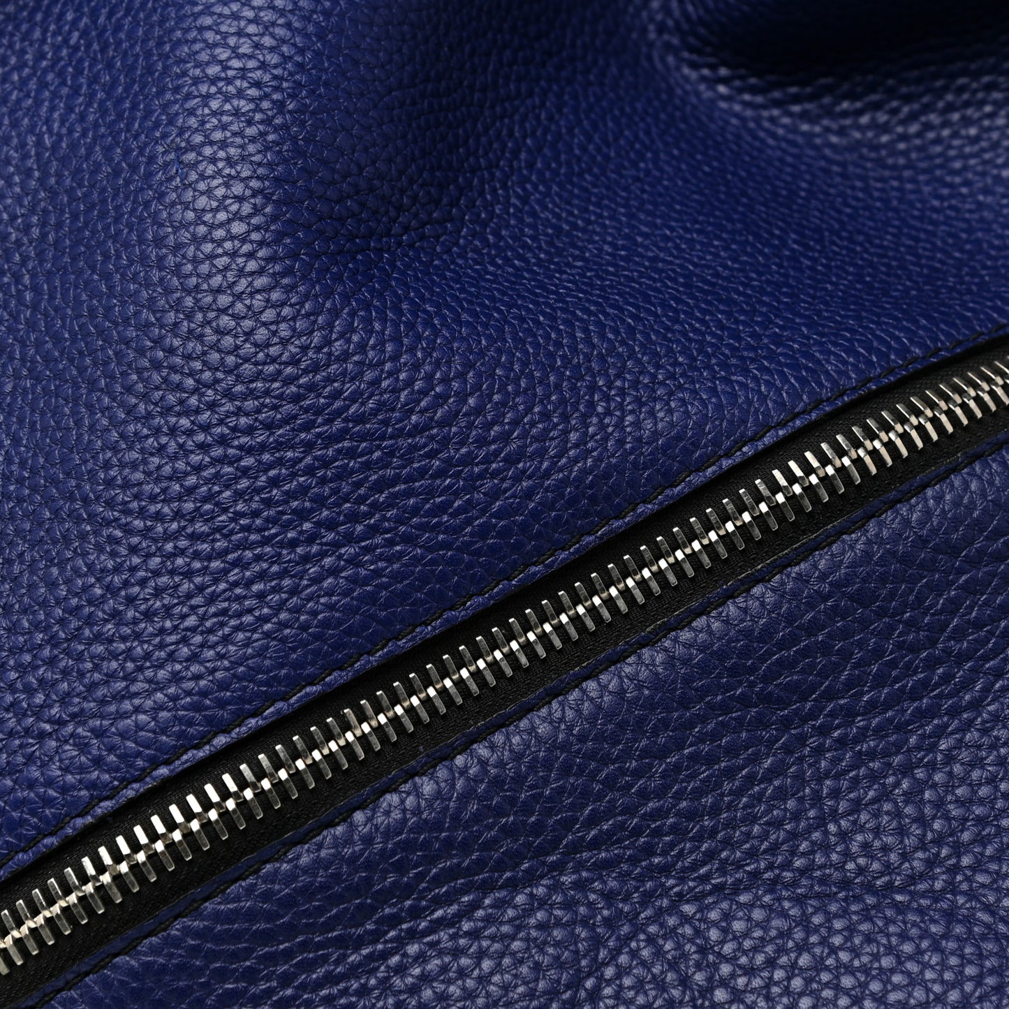 Pebbled Calfskin Medium Zip Hobo Blue