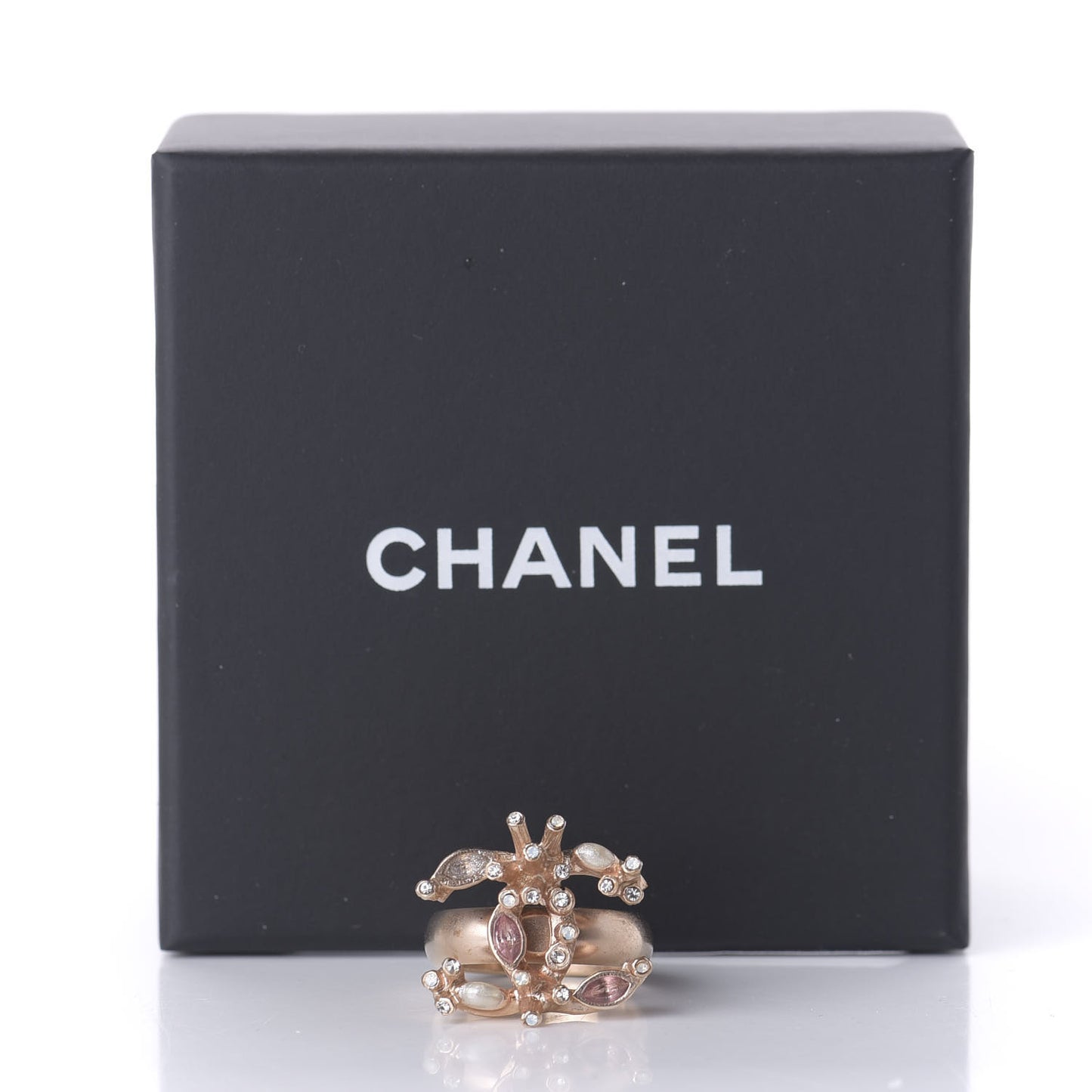 Crystal Marquise CC Logo Ring 6 Rose Gold