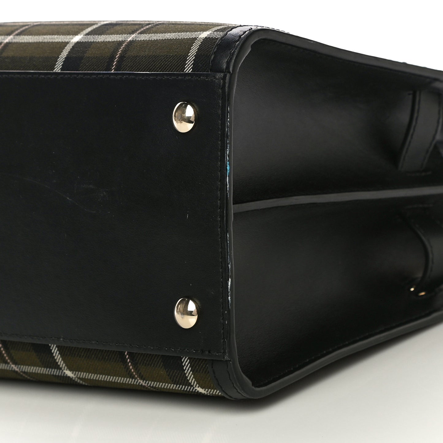 Wool Tartan Two Handle Title Bag Dark Green