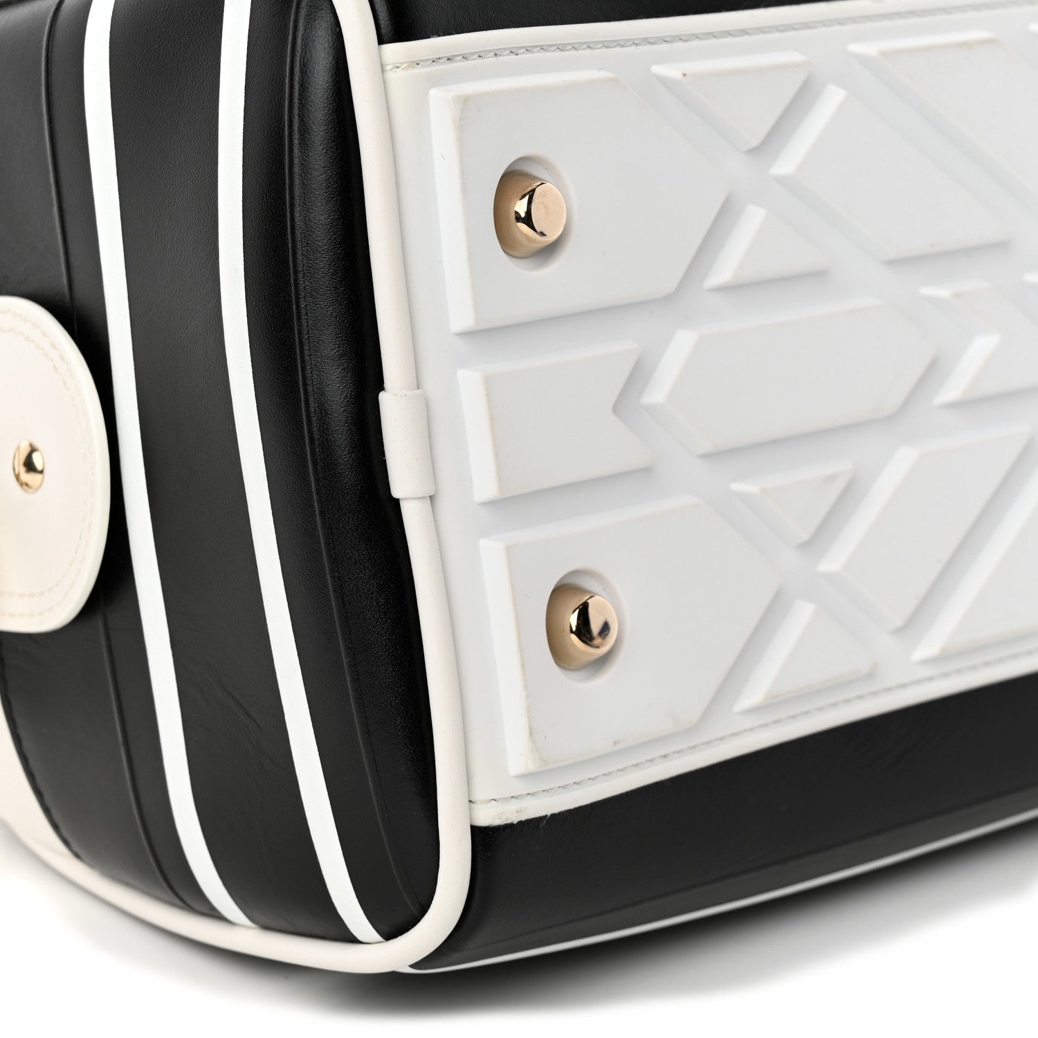 Christian Dior Lambskin Cannage Medium Dior Vibe Zip Bowling Bag Black White 9 of 17