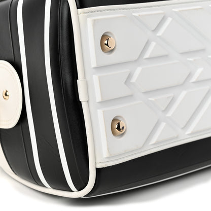 Christian Dior Lambskin Cannage Medium Dior Vibe Zip Bowling Bag Black White 9 of 17