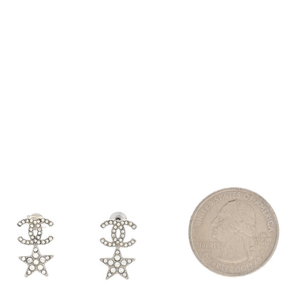 Chanel Crystal CC Starfall Drop Earrings Silver 2 of 5