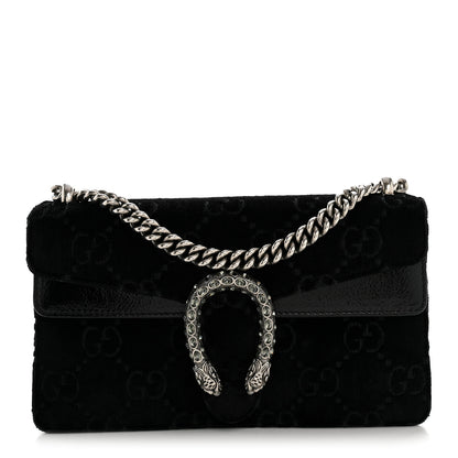 Gucci Velvet Skipper Crystal GG Monogram Small Dionysus Shoulder Bag Black Black Diamond 1 of 12
