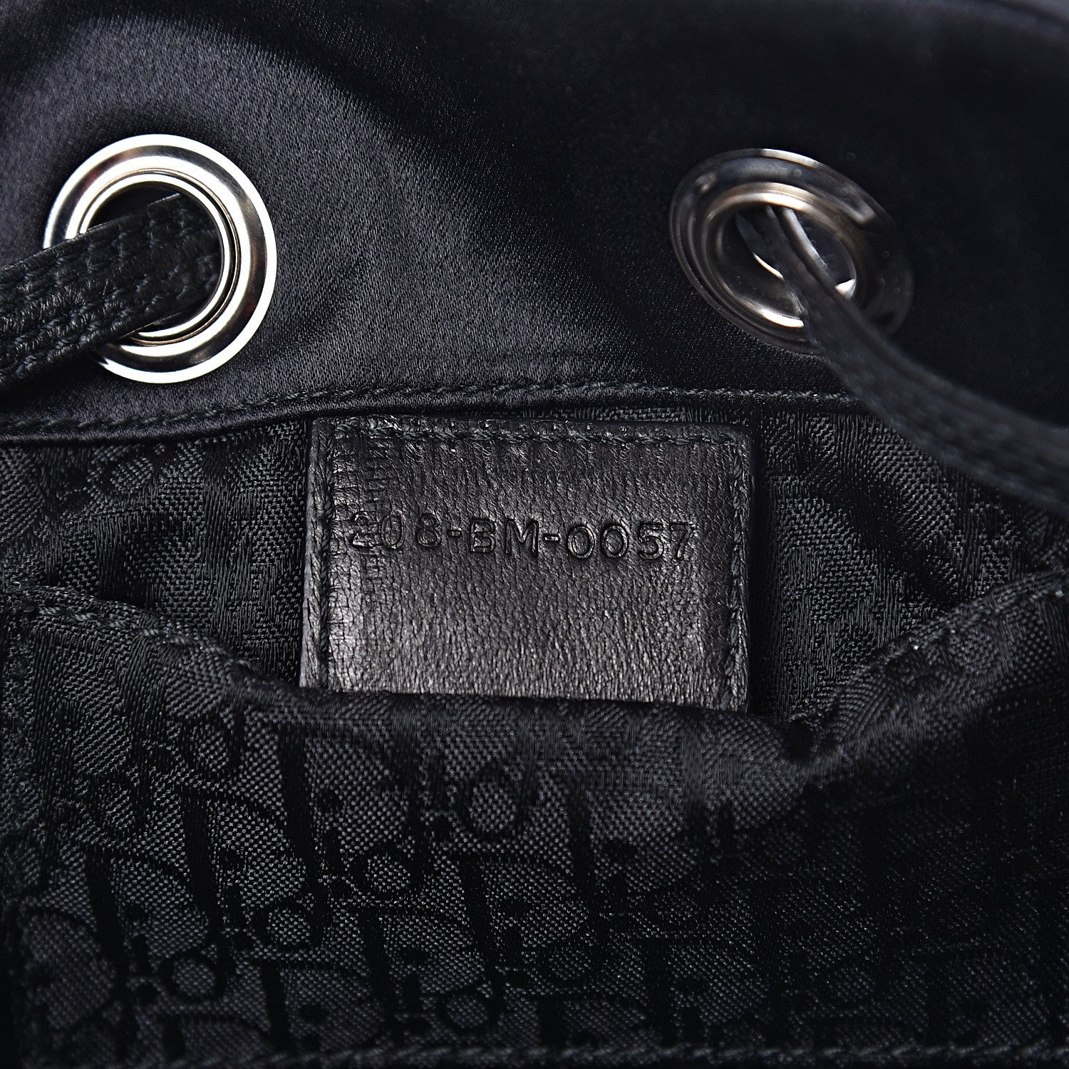 Christian Dior Satin Crystal Cannage Drawstring Bag Black 7 of 14