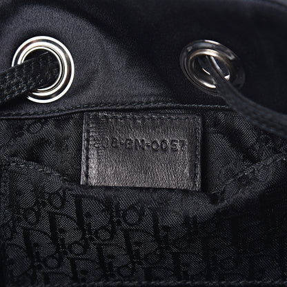 Christian Dior Satin Crystal Cannage Drawstring Bag Black 7 of 14