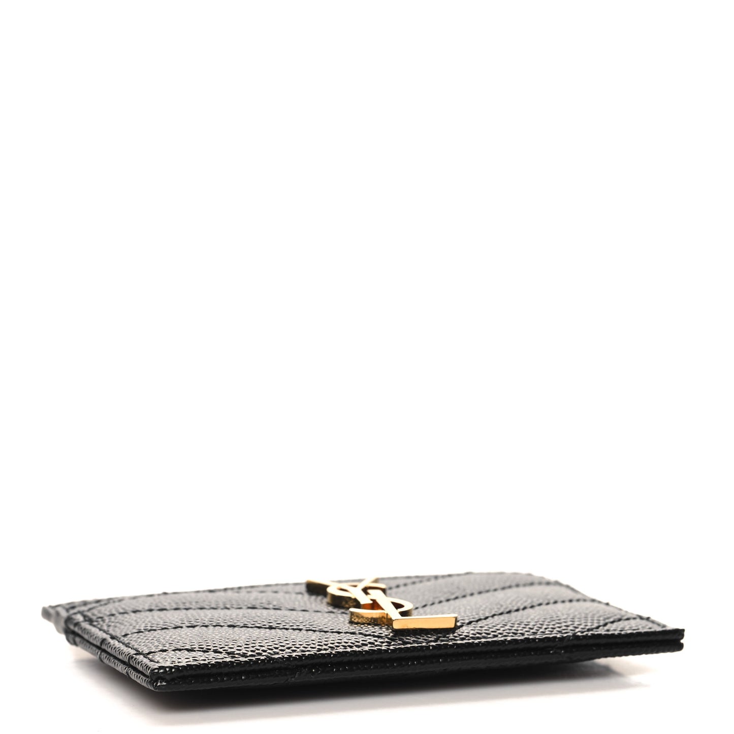 Grain De Poudre Matelasse Chevron Monogram Credit Card Case Black