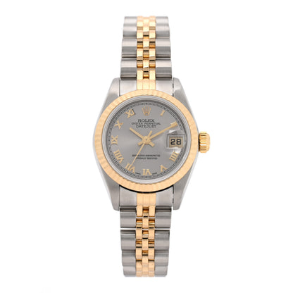 Rolex Stainless Steel 18K Yellow Gold Oyster Perpetual Datejust Watch Silver Roman 69173 1 of 5