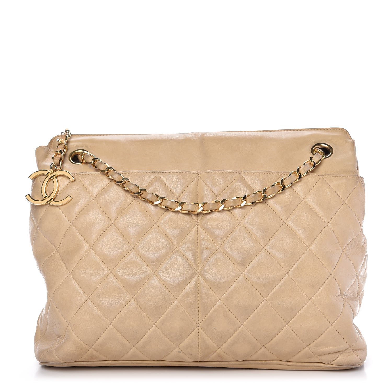 Chanel Lambskin Quilted Shoulder Bag Beige 1 of 12