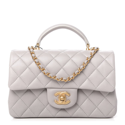 Chanel Lambskin Quilted Mini Top Handle Rectangular Flap Grey 1 of 11