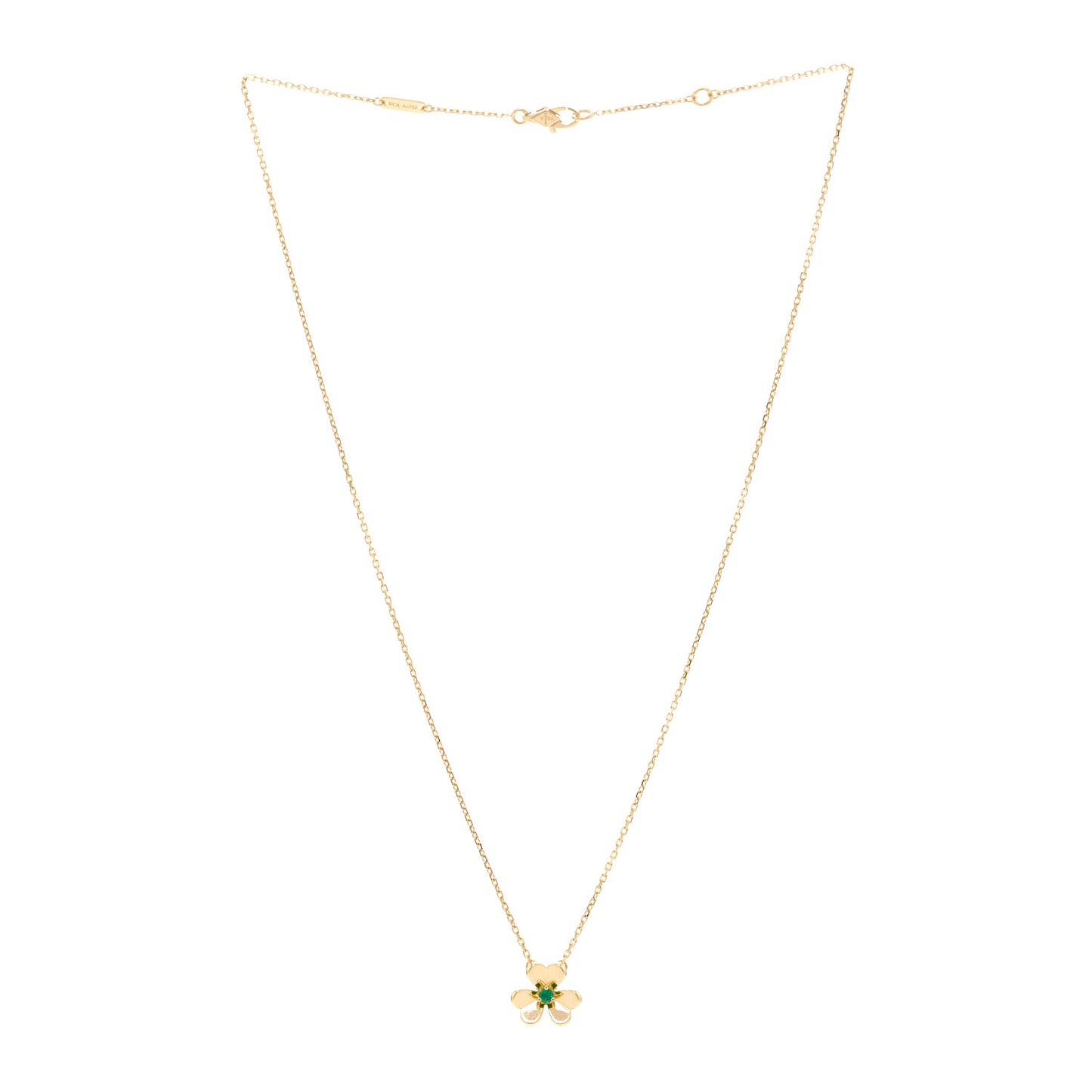 18K Yellow Gold Emerald Mini Frivole Pendant Necklace