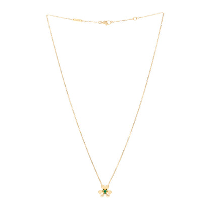 Van Cleef & Arpels 18K Yellow Gold Emerald Mini Frivole Pendant Necklace 3 of 5