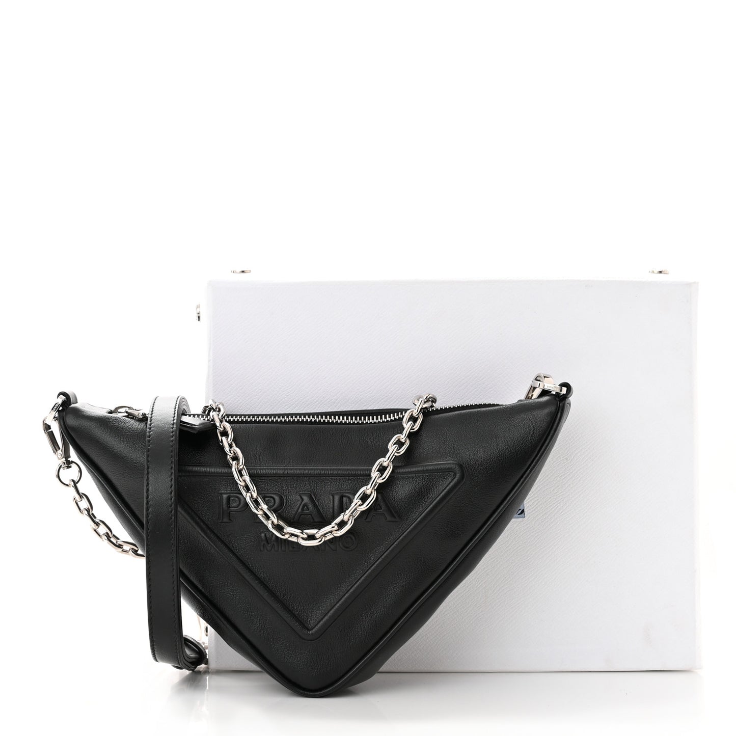 Grace Lux Triangle Logo Embossed Mini Triangle Bag Black