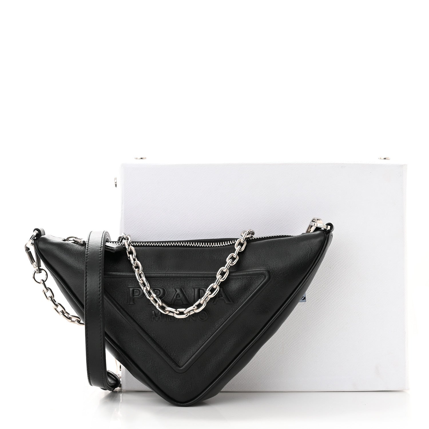 Prada Grace Lux Triangle Logo Embossed Mini Triangle Bag Black 11 of 11