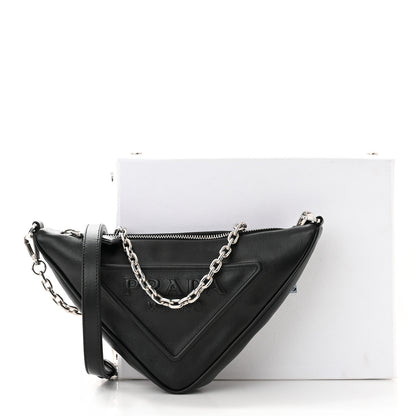 Prada Grace Lux Triangle Logo Embossed Mini Triangle Bag Black 11 of 11