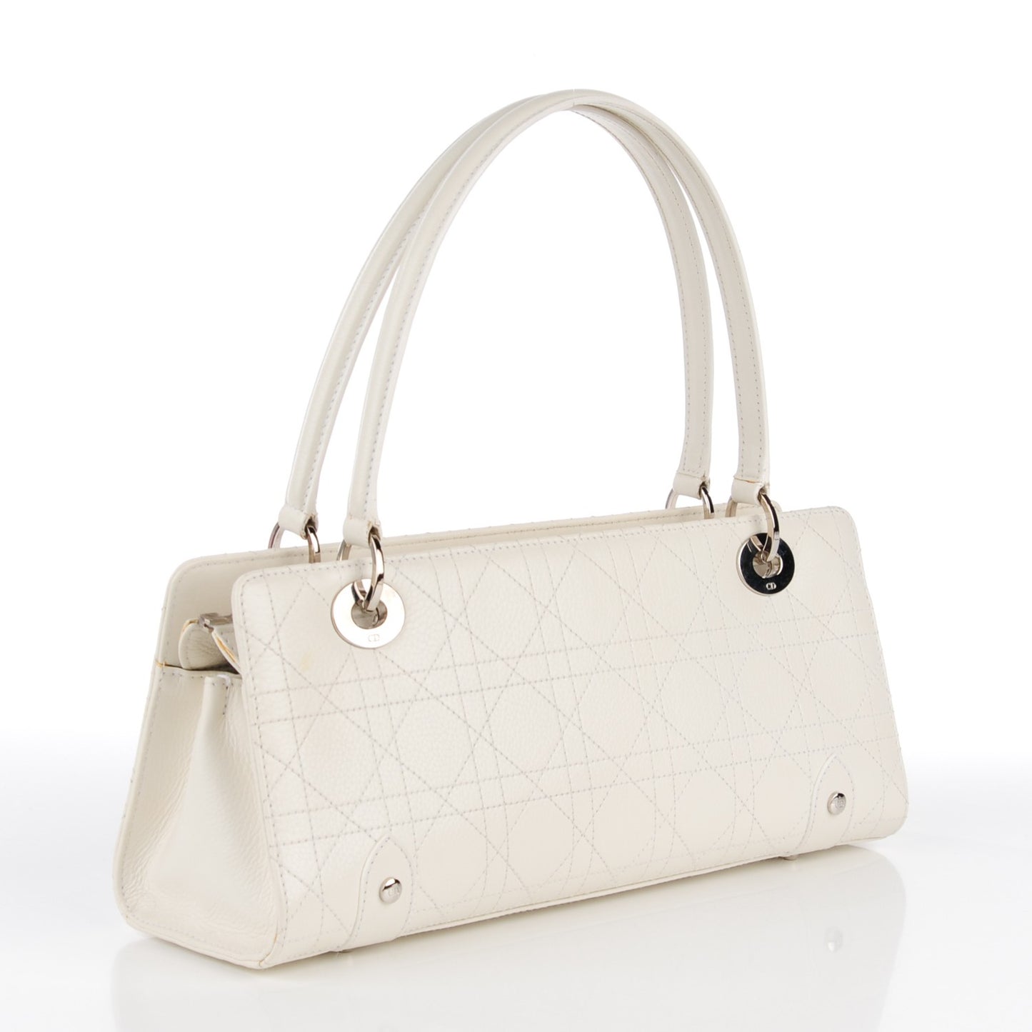 Calfskin Cannage Stitched East West Lady Dior White