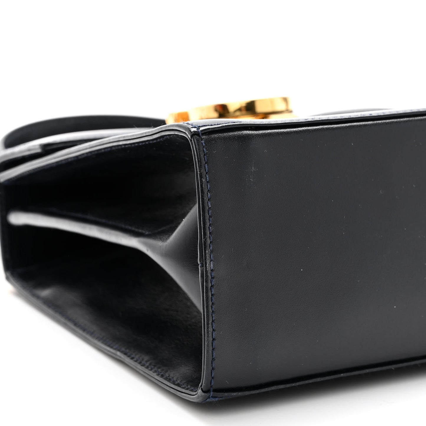 Brushed Off Calfskin Small Iconic Top Handle Bag Navy