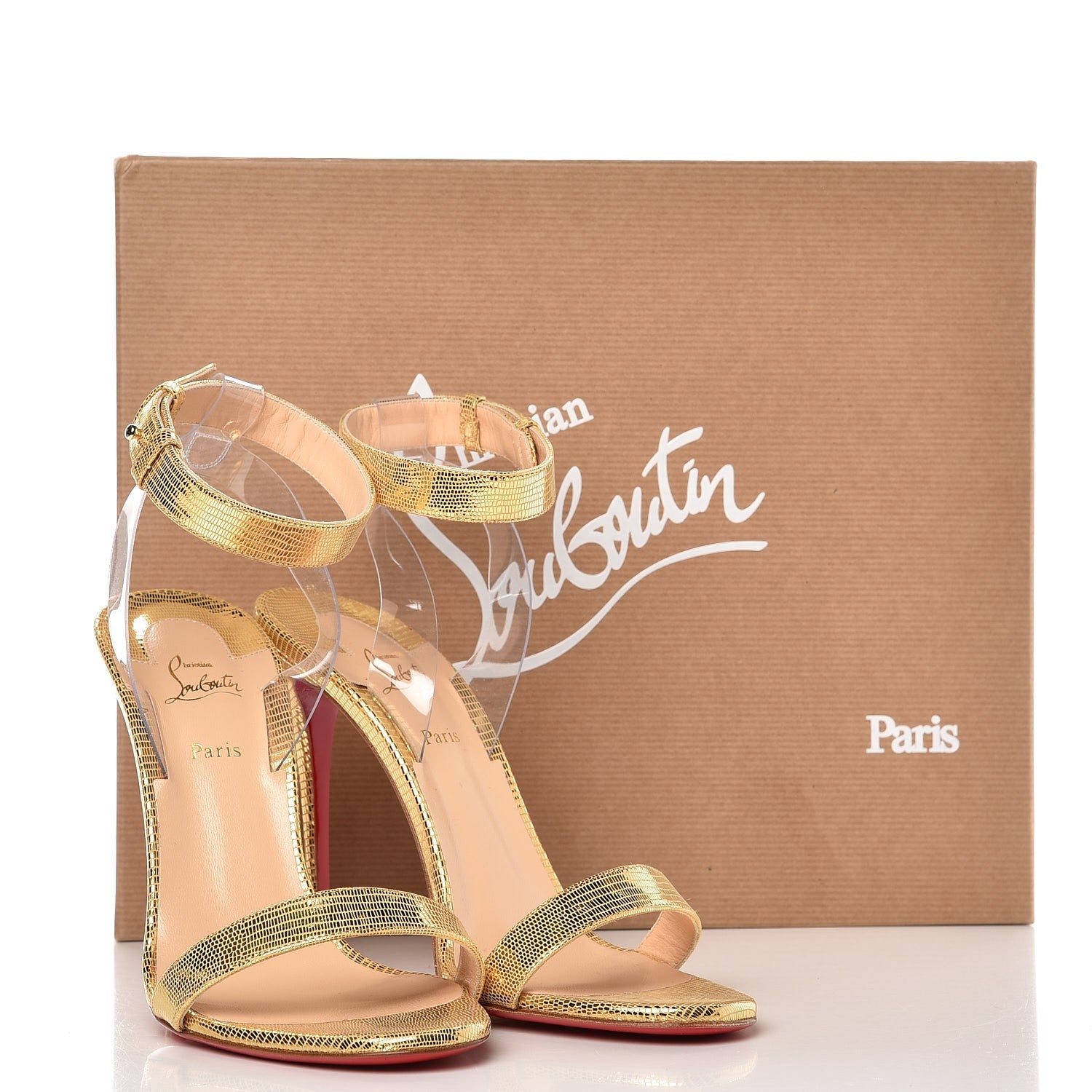 Christian Louboutin Nappa PVC Jonatina 100 Sandals 39 Gold 7 of 7