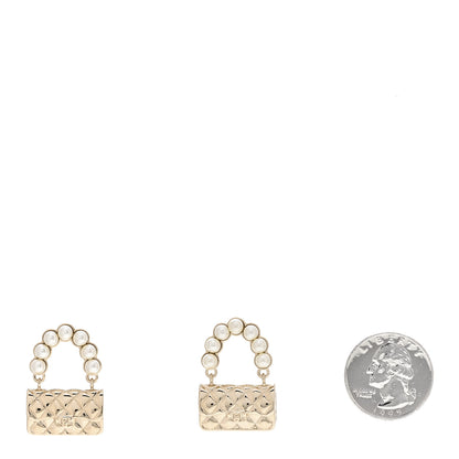 Chanel Pearl Quilted CC Flap Bag Earrings Gold 2 of 3