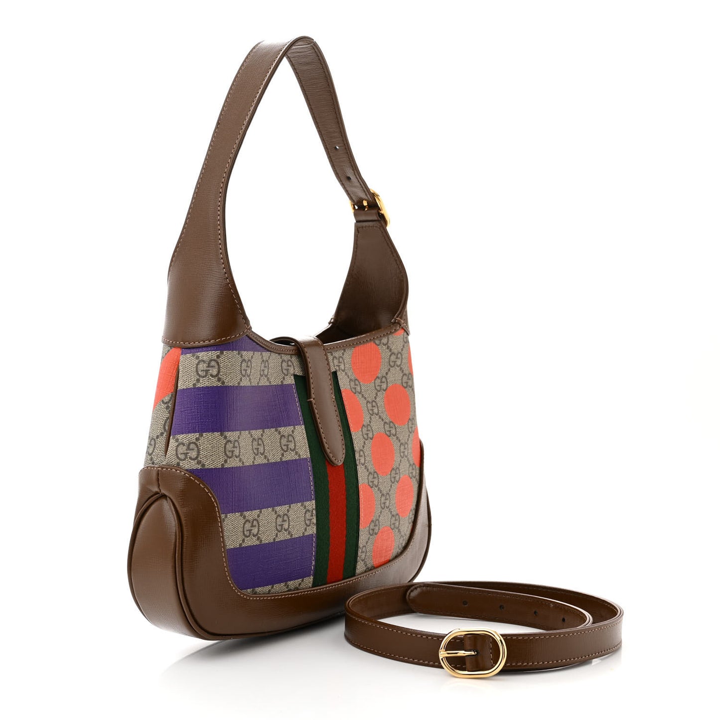 GG Supreme Monogram Azalea Calfskin Print Web Small Jackie 1961 Hobo Multicolor