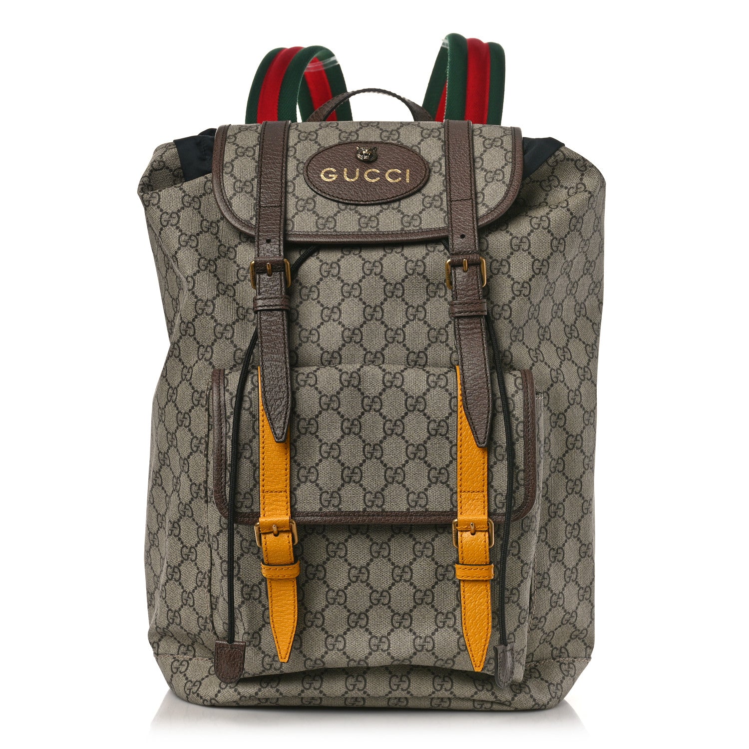 Gucci Soft GG Supreme Monogram Neo Vintage Double Buckle Backpack Beige New Acero Crop 1 of 8