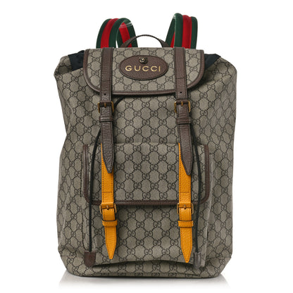 Gucci Soft GG Supreme Monogram Neo Vintage Double Buckle Backpack Beige New Acero Crop 1 of 8