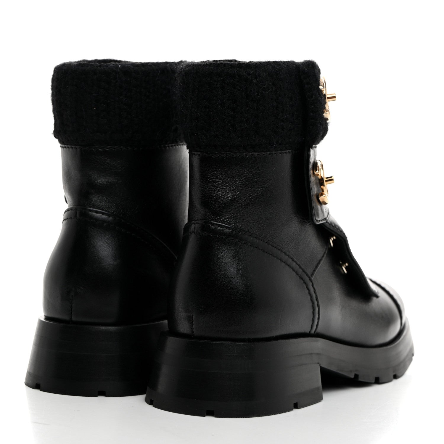 Chanel Calfskin Knit CC Short Boots 36 Black 4 of 9