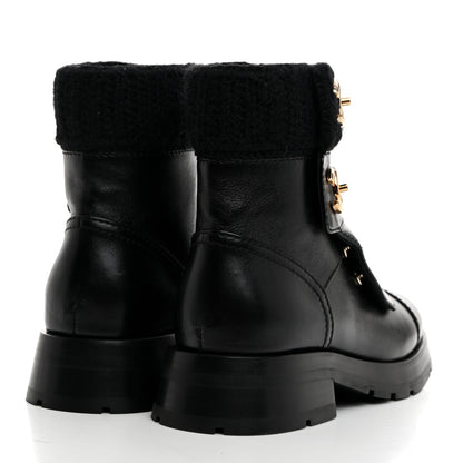 Chanel Calfskin Knit CC Short Boots 36 Black 4 of 9