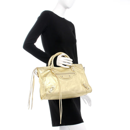 Balenciaga Laminated Agneau Classic Silver Hardware City Gold 3 of 10