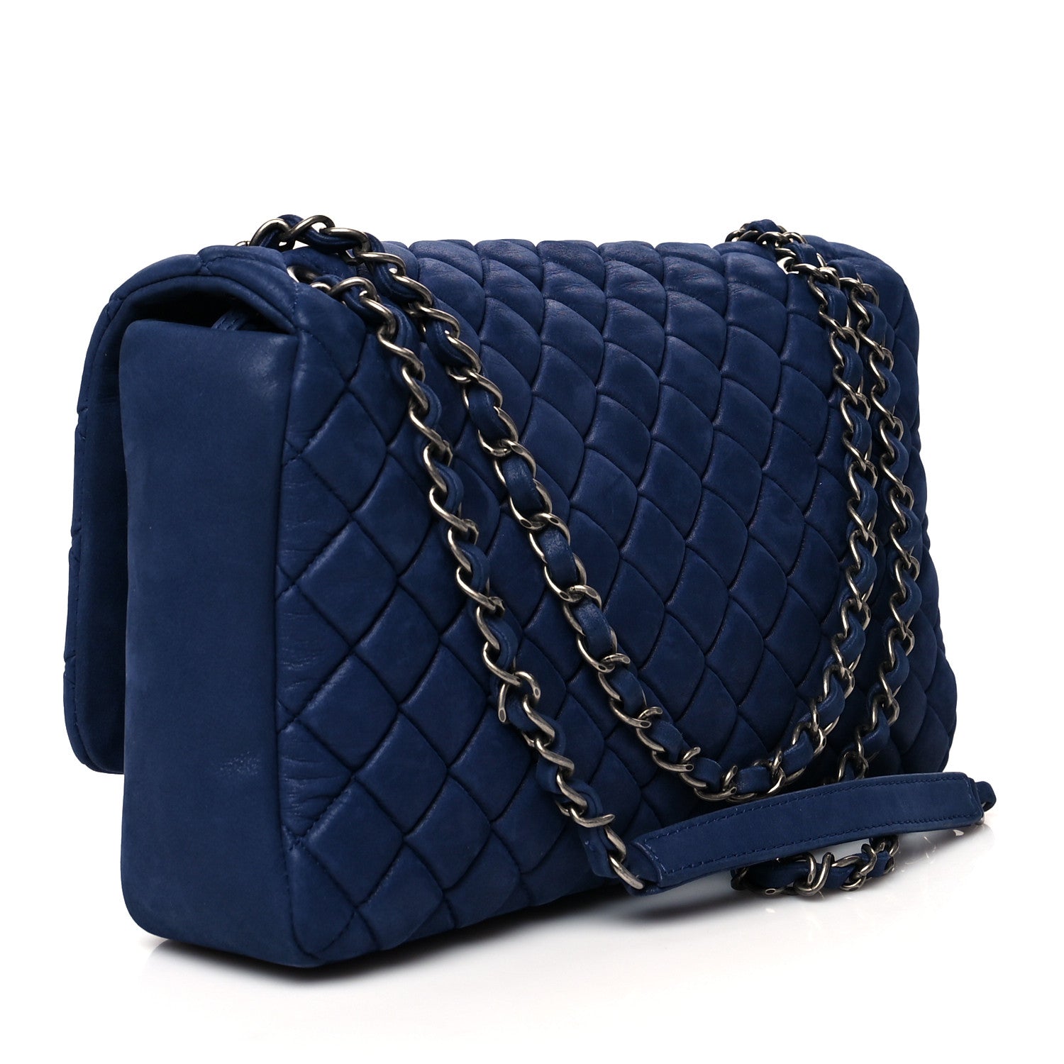Chanel Iridescent Calfskin Quilted Large New Bubble Flap Navy 2 of 8
